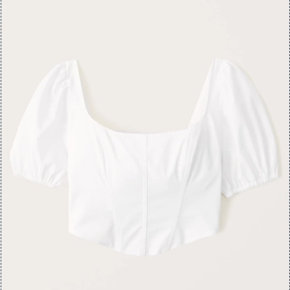Abercrombie and Fitch Puff Sleeve Poplin Corset Top -- MEDIUM